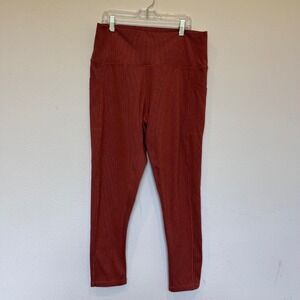 Prana Becksa 7/8 Ribbed Leggings XL Rust Orange High Waist Pockets Yoga Pants